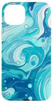 iPhone 15 Plus Swirl Blue Color Illustration Pattern Abstract Art Case