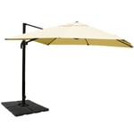 Parasol Professionnel Restaurant Pour Jardin Terrasse 3x4m (Ø5m) Polyester/Aluminium 26kg Crème Avec Pied 04_0003477