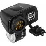 12v Motorcykel Dubbel USB Laddare, 5v 2.1a 2-port Vattentät Uttag Voltmeter Laddare Uttag För Motorcykel Mobiltelefoner, Gul