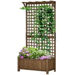 Rootz upphöjd säng med trellis - Plant Box - Flower Bed - Weatherwast Wood - 90 x 45 x 183 cm - Optimal trädgårdsskydd