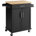 Desserte Cuisine à roulettes avec 1 Tiroir/Armoire avec Etagère Réglable/Porte Serviette/Meuble Cuisine 66 × 45,5 × 91,5 cm Noir - Yaheetech