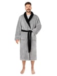 LEBENGOOD Robe de Chambre Homme Hiver, Peignoir Polaire, Sortie de Bain Chaude, OEKO-TEX®(BataHombre XL,Gris)