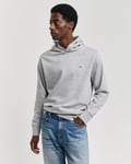 Gant Mens Reg Embroidered Archive Shield Hoodie - Melange - Size Large