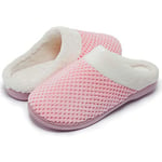 Kuako Chaussons Doublées en Peluche Femme Anti-dérapant À Mémoire D'intérieur Hiver Confort Chauds Accueil Pantoufles, Rose, 36/37 EU