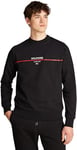 Tommy Hilfiger Men's Stripe Sweatshirt without Hood, Black (Black), 3XL