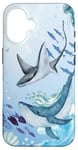 iPhone 16 Coastal Aesthetic Preppy Seashell Ocean Whale Blue Shark Case