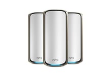 NETGEAR Orbi 970 Series Quad-Band WiFi 7, 3-Pack Quad-band (2.4 GHz / 5 GHz-1 / 5 GHz-2 / 6 GHz) Wi-Fi 6 (802.11ax) Grå Intern