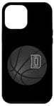 Coque pour iPhone 15 Pro Max Ballon de basket noir lettre initiale D pour les amateurs de sport