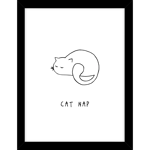 John Lewis Cat Nap Framed Print, 43.5 x 33.5cm, White/Black