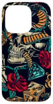 Coque pour iPhone 14 Pro Machine à tatouer motif roses cœurs serpent