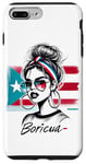 Coque pour iPhone 7 Plus/8 Plus Boricua Girl Hair Bun Bandana Porto Rico Flag Cool Fun