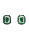 Great Gatsby Stud Earrings Emerald Silver