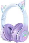 Casque Bluetooth Avec Oreilles De Chat Pour Enfants, Sans Fil Et Filaire, Casque Pliable Avec Micro, Lumi¿¿re Led Rvb, Pour Filles, ¿¿cole, Jeux, Compatible Avec T¿¿l¿¿phones Portables, Pc,