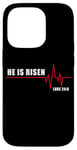 Coque pour iPhone 14 Pro He is Risen – Jesus Heartbeat Pulse Christian Faith EKG