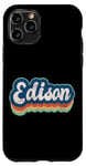 Coque pour iPhone 11 Pro Edison Prénom Garçon Style Vintage Années 70 80 Personnalisé