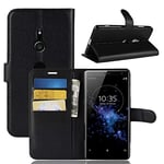 COPHONE® Etui Noir en Cuir Compatible avec Sony Xperia XZ3 Coque Housse de Protection Etui porteufeuille Noir Haute qualité