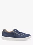 Hotter Chase II Suede Zip and Go Trainers, Denim Blue