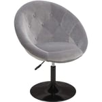 Fauteuil oeuf capitonné design tissu velours chaise bureau pivotant gris
