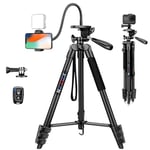 JOILCAN Phone Tripod for iPhone 67.7", Extendable Mobile Phone Tripod Stand with Remote, Phone Holder with Cold Shoe Mount, Lightweight Camera Tripod, Extendable Tripod for iPhone/Android Smartphones