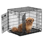 MidWest Homes for Pets 724UP Cage pour chien Ultima Pro Series 60,96 cm de long ; cage pour chien pliante en métal à double porte avec panneau de séparation, pieds à roulettes protégeant le sol