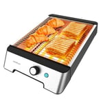 Cecotec - Grille-Pain Plat Horizontal NiceSlice - Bread Toaster en Acier Inoxydable à 3 Résistances, 1000W, Tous les Pains et Petits Pains, Résistances à Quartz, 6 Niveaux de Grillage