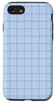 Coque pour iPhone SE (2020) / 7 / 8 Bleu pastel, carreaux bleus, pastel danois, motif minimaliste