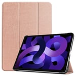 EIDERWOOD iPad Air 11&quot; (2024) Litchi Tri-Fold Skinn Flip Deksel - Rose Gold