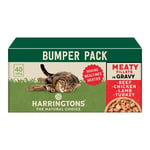 Harringtons Complete Wet Pouch Grain Free Hypoallergenic Adult Cat Food Meaty in Gravy Pack 40x85g - Beef, Chicken, Lamb & Turkey - Making Mealtimes Meatier