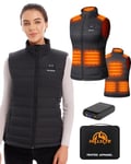 HILLSLTR Gilet Chauffant Femme, Gilet Chauffant avec Batterie Incluse 7.4V 16000mAh, Gilet Chauffant avec 8 Zones de Chauffage, 3 Niveaux de Chaleur Réglables, Veste Chauffante pour le ski/moto