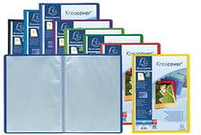 Exacompta - Réf. 5790E - Carton de 8 Protège-documents Kreacover Chromaline - 90 pochettes cristal lisse - 180 vues - pour A4 - dim 24 x 32cm - couverture en polypro semi-rigide - 8 couleurs assorties