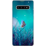 Samsung Galaxy S10+ Transparent Mobilskal Blå fjäril