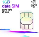 Three 1GB Pay As You Go Data SIM Card