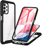 CENHUFO Coque Samsung A13 4G, Antichoc Housse avec Protection d'écran, 360° Protégé Téléphone Etui Double Face Case Robuste Transparent Portable Intégrale Coque pour Samsung Galaxy A13 4G - Noir