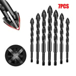 7Pcs Multifunction 4-Edge Cross Drill Bit Set Concrete Drill Bit Set