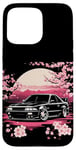 Coque pour iPhone 15 Pro Max Retro JDM Voiture de course japonaise Drift Tuning Car Sakura Blossom