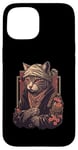 Coque pour iPhone 15 Yakuza Chat Japonais Mafia Tatouage Fleurs