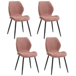 Wokaka - Lot de 4 chaises - chaise de salle à manger rétro -chaise en lin-pieds en métal(rose)