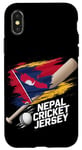 Coque pour iPhone X/XS Maillot de cricket du Népal 2024 Drapeau du Népal