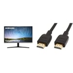 Samsung LC32R500FHPXXU 32" Curved FullHD 1080p Monitor - 1920x1080, HDMI, VGA, 1500R C-VA, Freesync & Amazon Basics 2-Pack HDMI Cable, 18Gbps High-Speed, 4K@60Hz, 2160p, Ethernet Ready, 0.9 m, Black