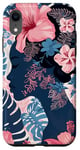 Coque pour iPhone XR Rose Art Déco Paisley & Island Flower Girl Motif Bleu