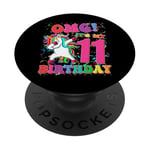 OMG pour enfants C'est mon 11e anniversaire Girls Unicorn Eleven 11 ans PopSockets PopGrip Adhésif