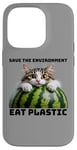 iPhone 14 Pro Save The Environment Eat Plastic Funny Microplastics Cat Case