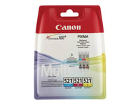 Canon Cli-521 Multipack - 3-Pack - 9 Ml - Gul, Cyan, Magenta - Original - Blekkbeholder - For Pixma Ip3600, Ip4700, Mp540, Mp550, Mp560, Mp620, Mp630, Mp640, Mp980, Mp990, Mx860, Mx870