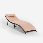 Chaise longue pliable en rotin avec coussin Tenerife