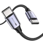 câble USB C vers USB C,mâle C vers mâle C,tressé câble de charge rapide USB C 60W pour iPhone 15/15 Pro / 15 pro Max,MacBook Pro,iPad air 4,Samsung Galaxy S23 s22 s21 ultra (Gris/ 1M)