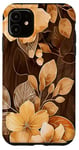 Coque pour iPhone 11 Marron Moderne Ethnique Mignon Fleur Sauvage Esthétique Motif Floral