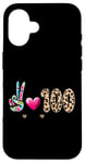 Coque pour iPhone 16 Peace Love 100 Days Of School Cœur léopard