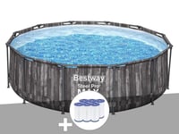 Kit piscine tubulaire ronde Bestway Steel Pro Max décor bois 3,66 x 1,00 m + 6 cartouches de filtration