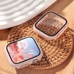 Härdat Glas+ Case För apple watch Tillbehör 44mm 41mm 45mm 40mm 38/42mm Skärmskydd+ cover iWatch-serien 9 4 5 6 SE 7 8 Pink sand 15 Series 7-8-9 41mm