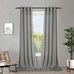 Melodieux Voilage Gris Rideaux à Oeillets, Lot de 2, 140x225cm